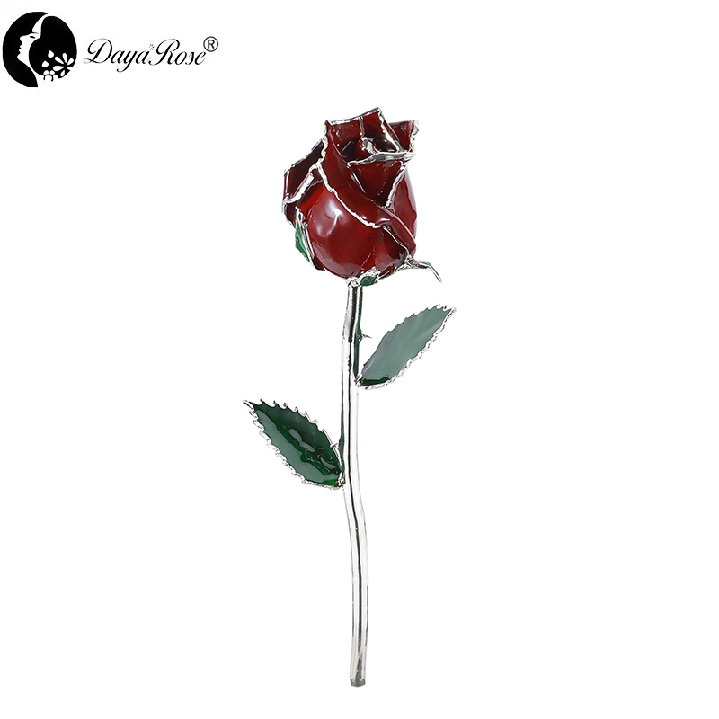 Red Rose with Silver Border