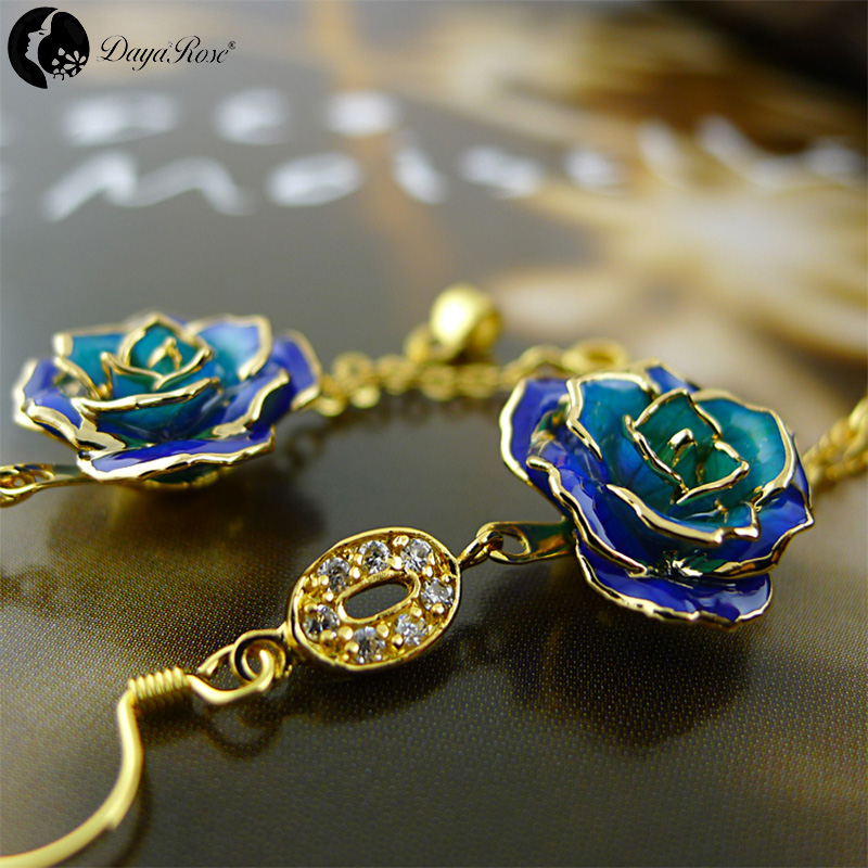 Colorful Gold Rose Earrings (fresh Rose)
