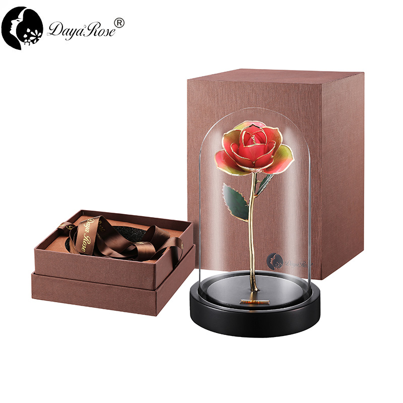 Wholesale Processing Customized Diana Rainbow Golden Rose （The Glass Cover）