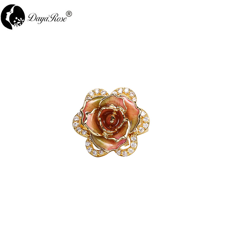 Petal Diamond Gold Rose Ring (natural Flowers)