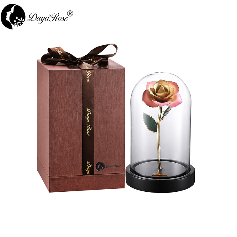 Wholesale Processing Customized Diana Champagne Pink Gold Rose （The Glass Cover）