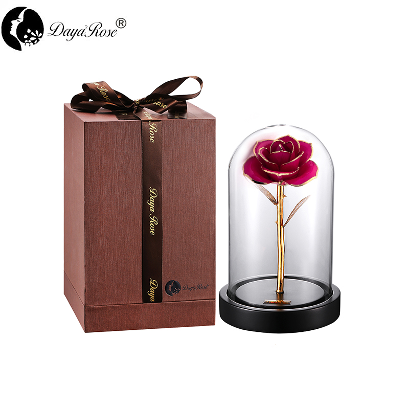 Daiya Rose Red Rose 24K Gold /gold Leaf+The Glass Cover