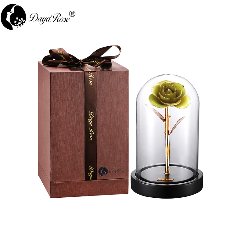 Daiya Fruit Green Rose 24K Gold /gold Leaf+The Glass Cover