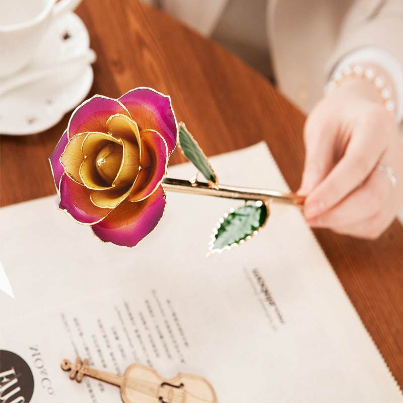 Wholesale Processing Customized Diana Champagne Rose with Purple And Gold