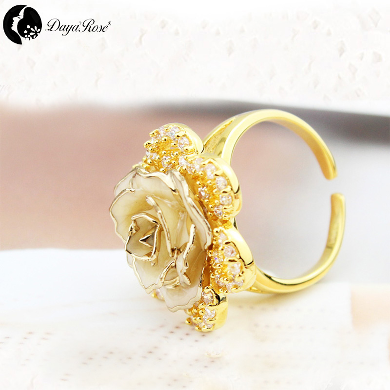 Petal Diamond Gold Rose Ring (natural Flowers)