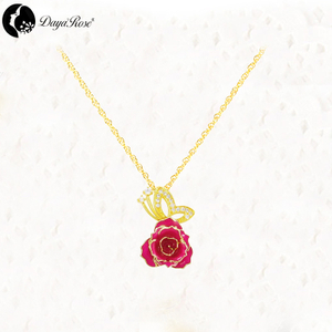 Gold Rose Necklace in Butterfly Design (fresh Rose)