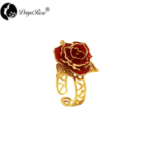 Lover Gold Rose Sky Blue Ring (natural Flowers)