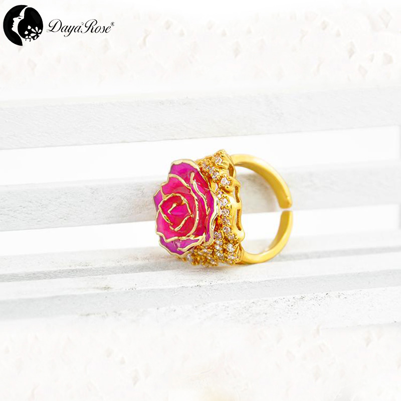 Lovers Gold Rose Rose Red Ring (natural Flowers)