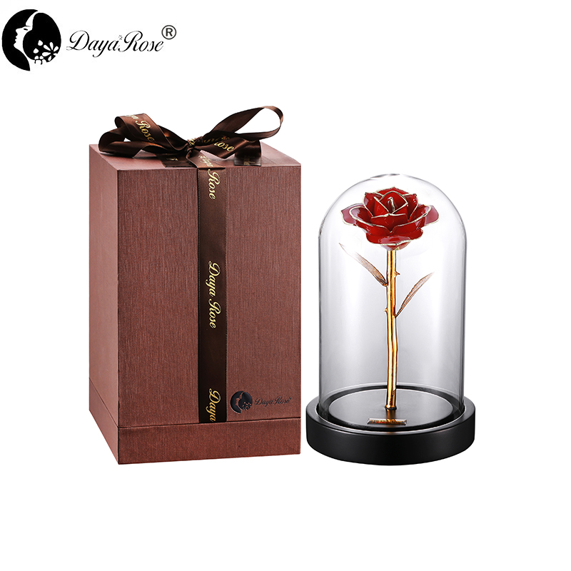 Daiya Red Rose 24K Gold /gold Leaf+The Glass Cover