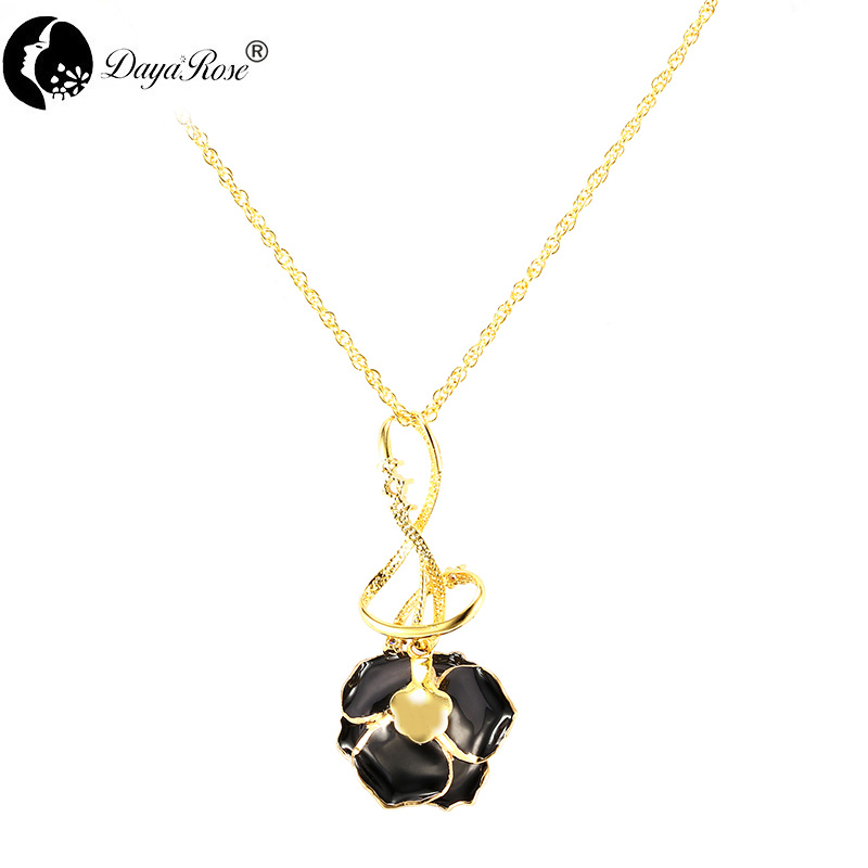 Note Black Rose Necklace (fresh Rose)