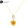 Double Yellow Rose Necklace (fresh Rose)